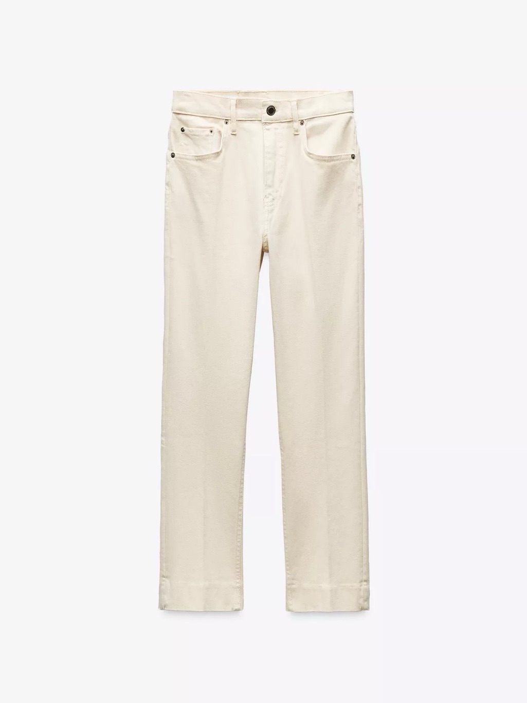 Zara Women's Cream Ankle-Length Bootcut Cropped Jeans Size 6